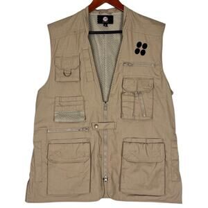 Rothco Utility Vest Mens Medium Tan Fly Fishing Hunting Tactical Multi Pocket